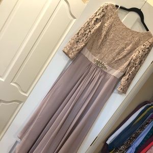 Long sleep maxi nude dress